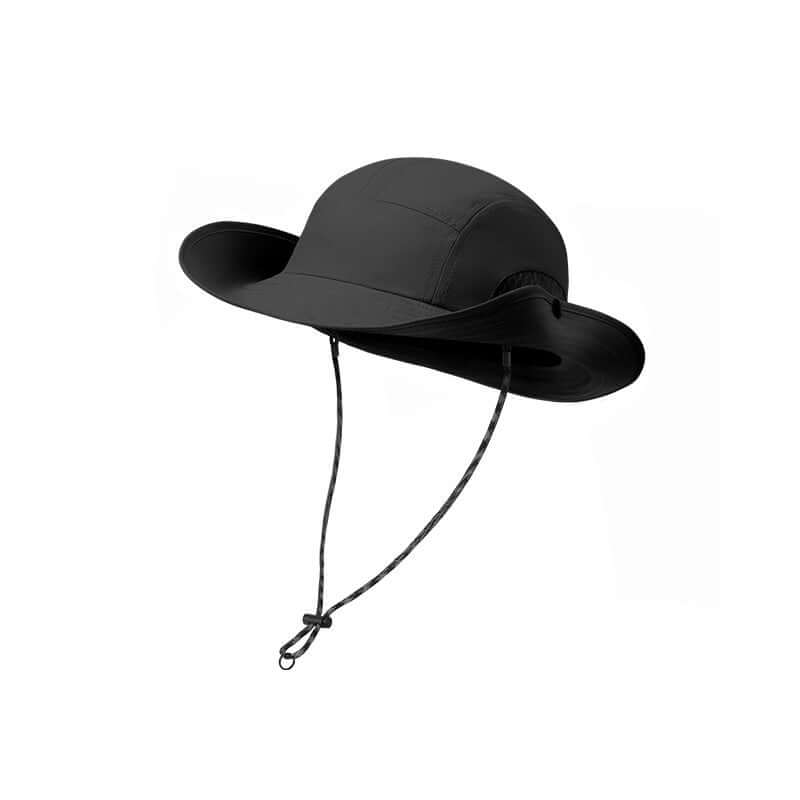 Men's and women's summer sun protection hat in black for outdoor activities, resistant summer cycling and fishing.
