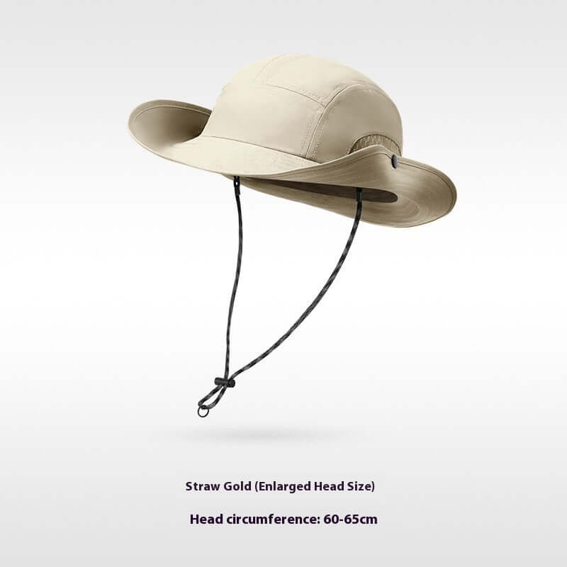 Summer sun protection hat in straw gold color, adjustable, for men and women, resistant summer outdoor activities.
